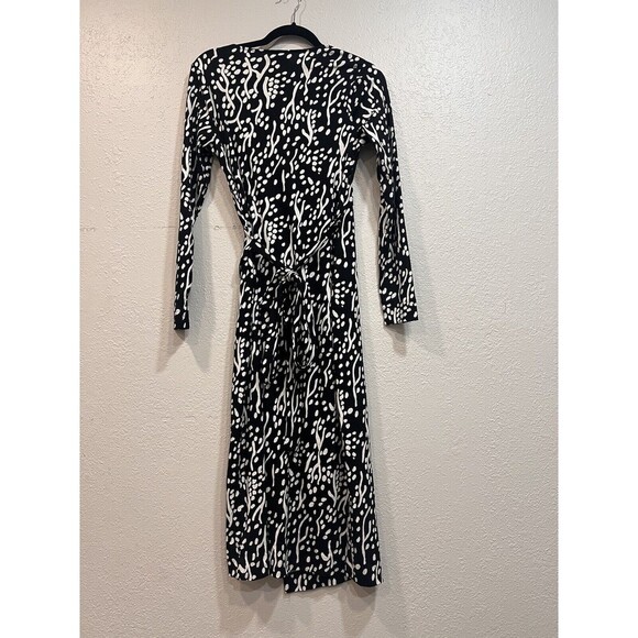 Diane Von Furstenberg DVF Target - Midi Sea Spots Black Wrap Dress Size Small - Picture 4 of 6
